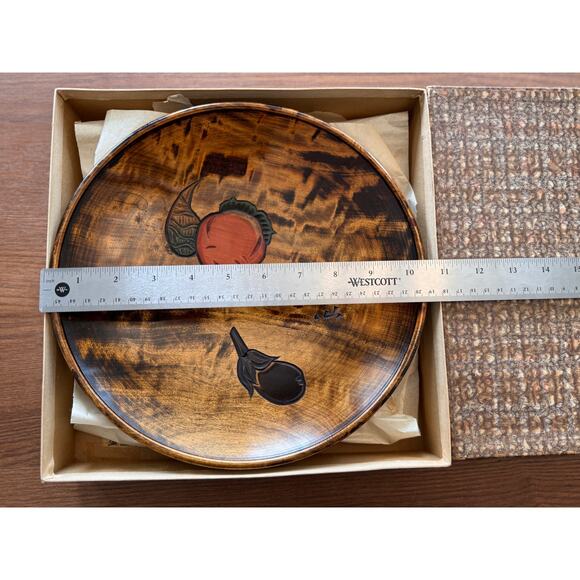 [Like New] Vintage Japanese Large Wooden Plate, hand-carved, urushi finish - Picture 13 of 15